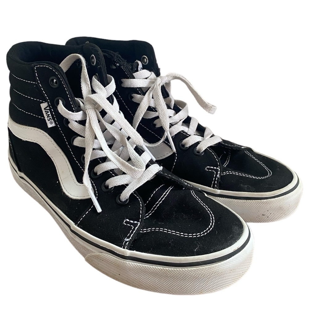 Vans Old Skool Sk8 Hi Off The Wall Black High Top Sneakers, Women’s 7.5